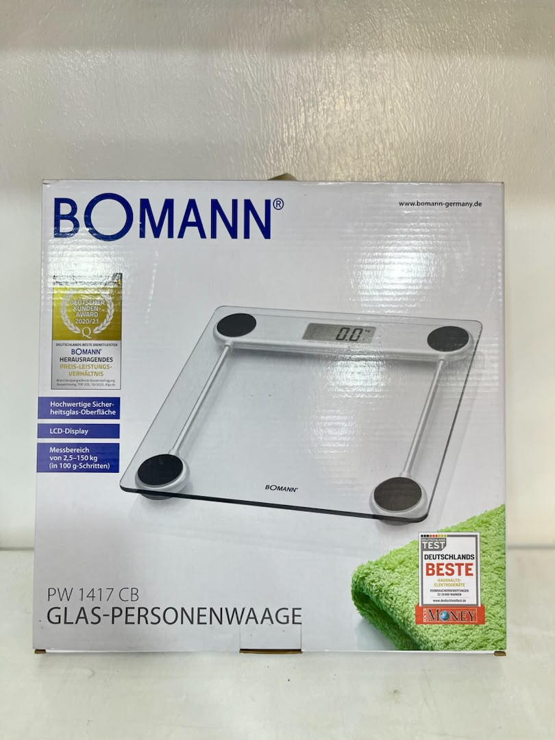 ميزان قياس وزن الجسم الزجاجي من ماركة بومان (Bomann Glass Personal Scale)